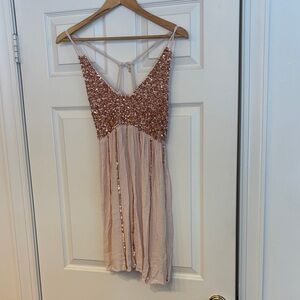 Free People Pink Sequin Mini Dress